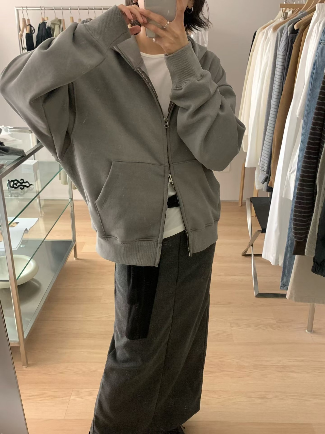 (即納) HAUS / Pigment hoodie zip-up