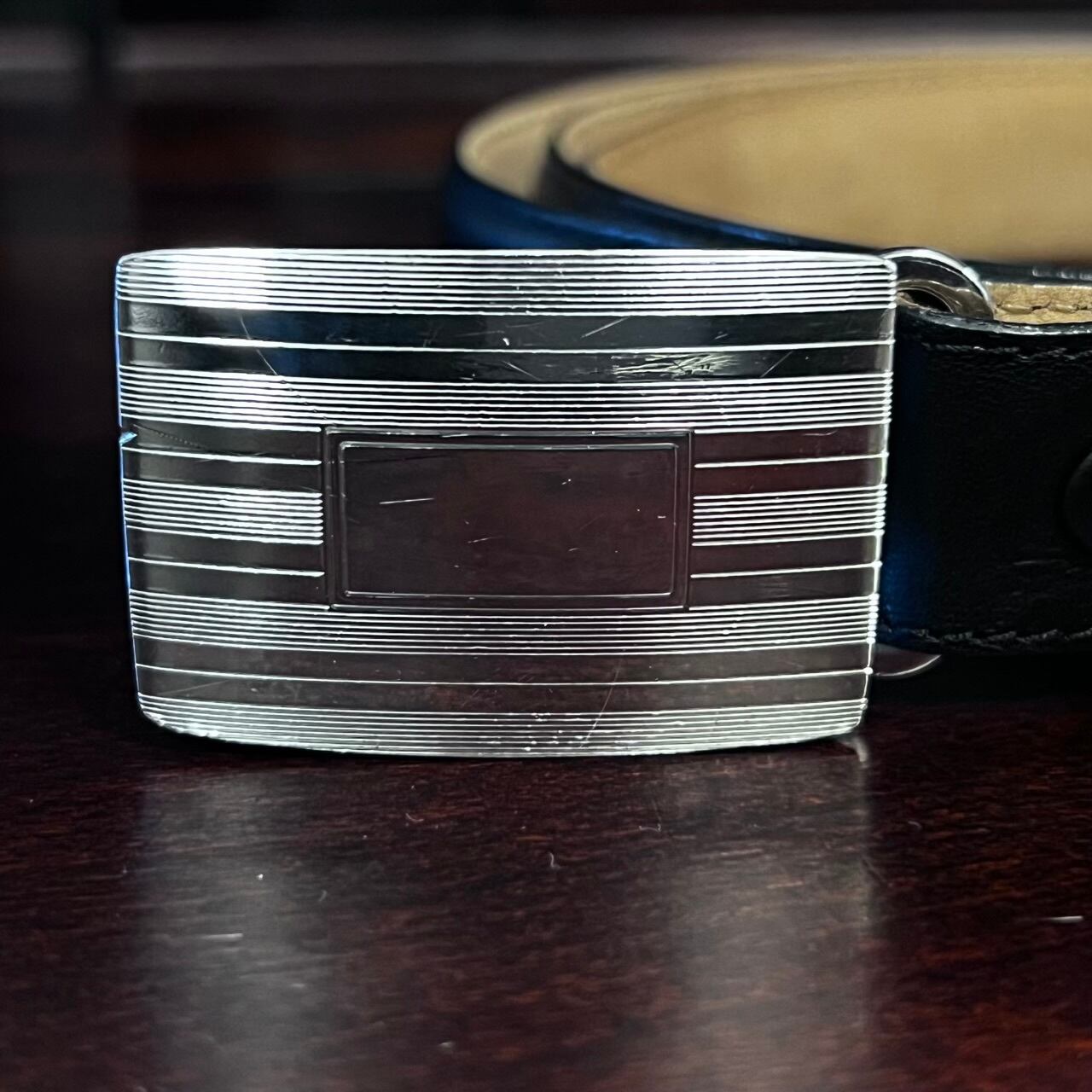 VINTAGE TIFFANY & CO. Engine Turned Slide Buckle Sterling Silver