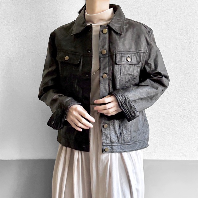 Deadstock Black Leather Tracker Jacket
