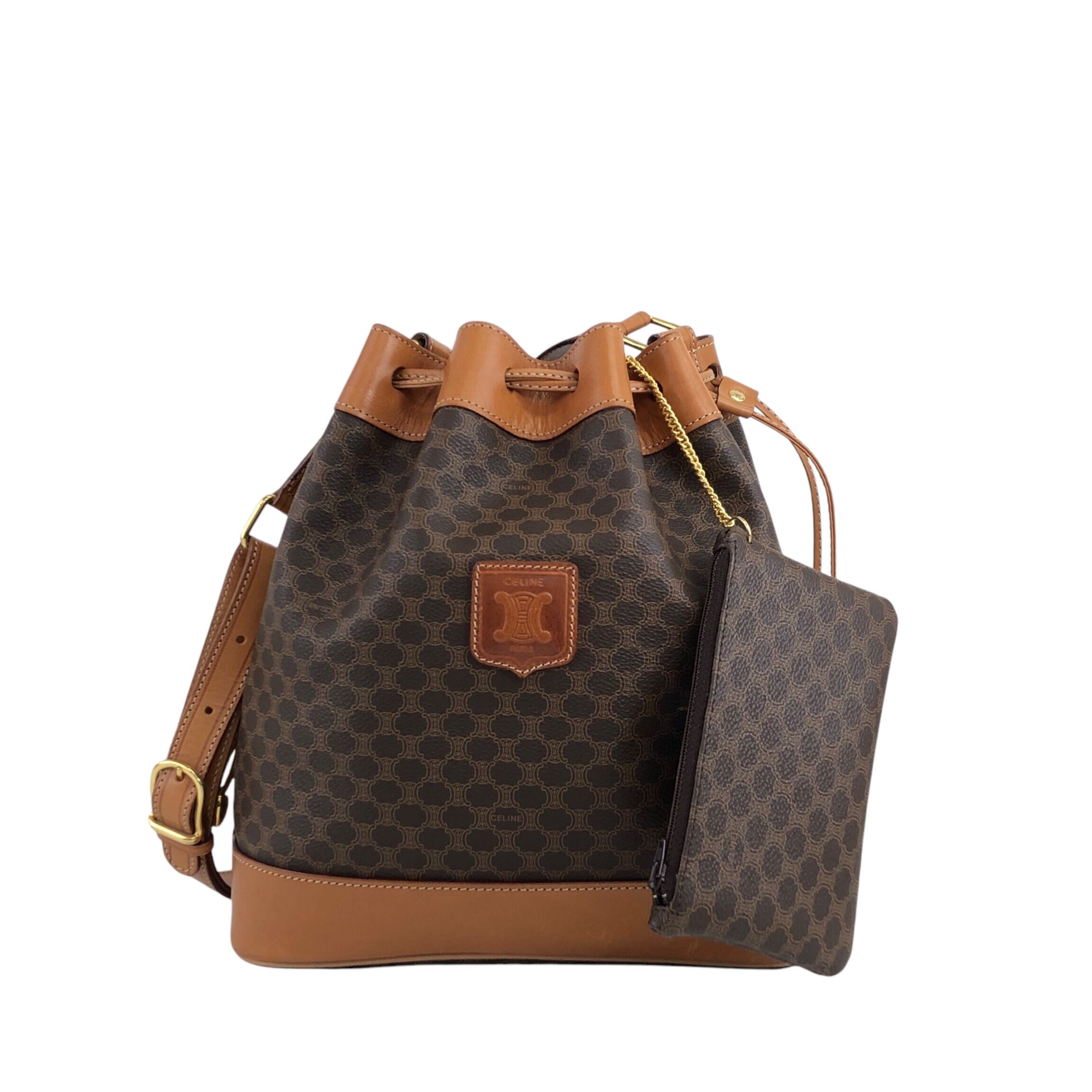 CELINE セリーヌ マカダム ショルダーバッグ ブラウン ブラゾン型押し