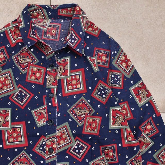 80~90s Unknown paisly pattern shirt