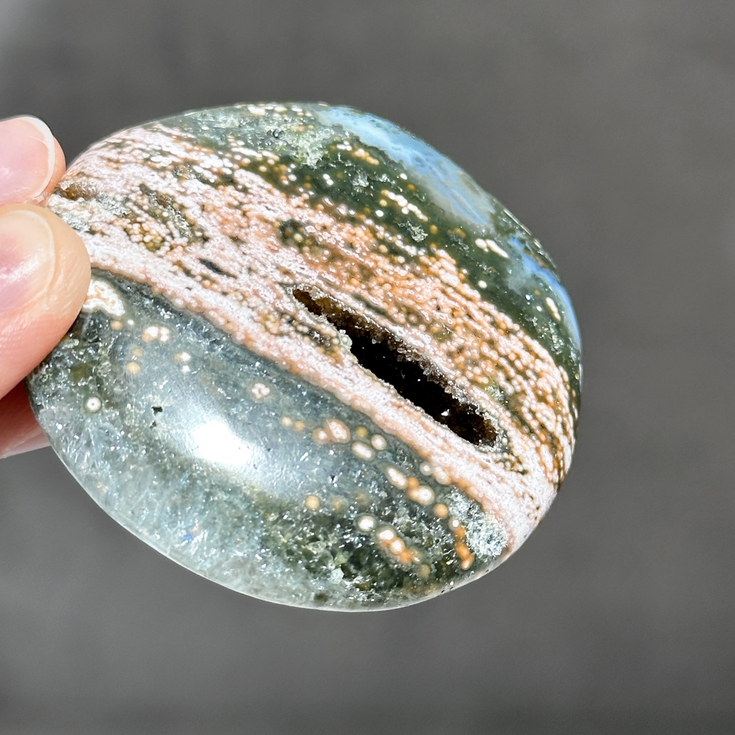 珍しい深海パワーストーン　オーシャンジャスパー オーシャンジャスパー⑪ ハート 水晶/天然石/鉱物/パワーストーン