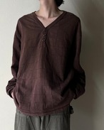 00s Woolrich Block Pattern Henry-Neck L/S Tee