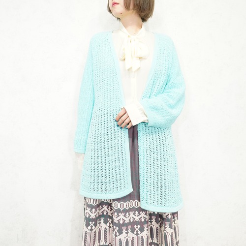 USA VINTAGE Coldwater Creek PASTEL COLOR DESIGN SUMMER KNIT CARDIGAN/アメリカ古着パステルカラーデザインサマーニットカーディガン