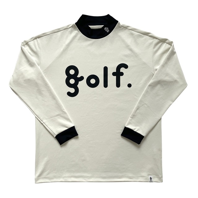 LOGO PRINT MOCK NECK L/S TEE -IVORY / BLACK-