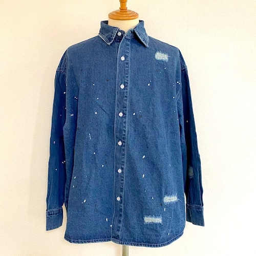 Damage & Remake Denim L/S Shirts　Indigo Dark