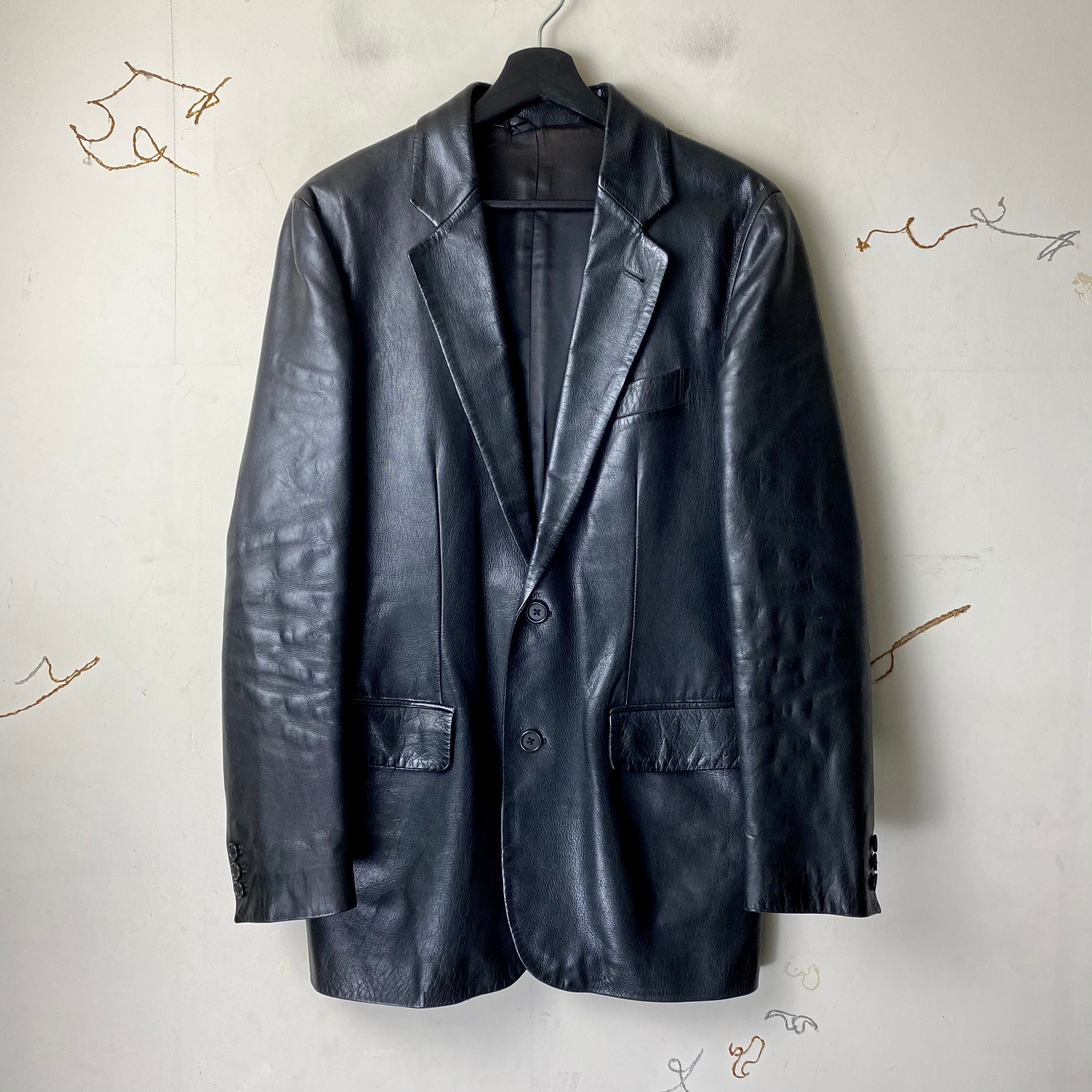 archive HELMUT LANG black leather tailored jacket | NOIR ONLINE