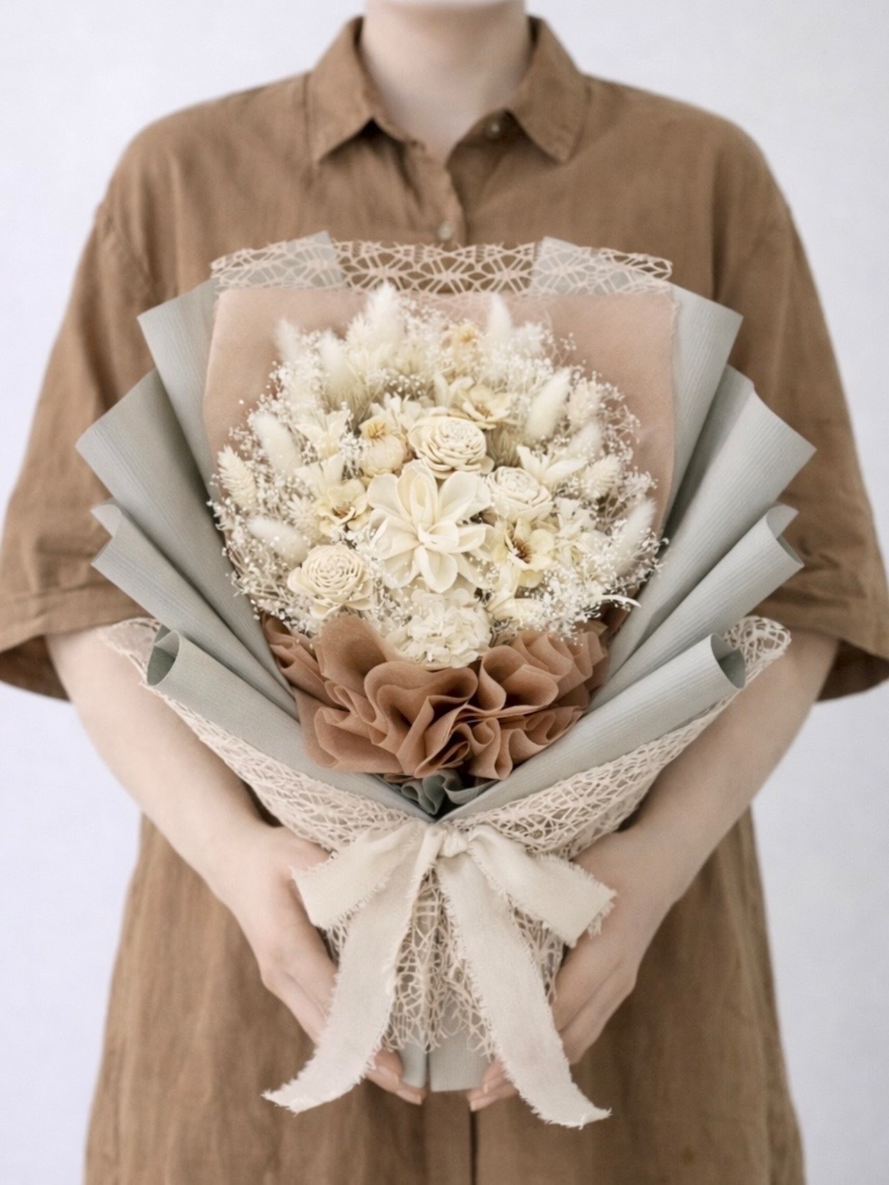 ドライフラワー花束(きなり色) □Lサイズ 【定番商品】 画像7