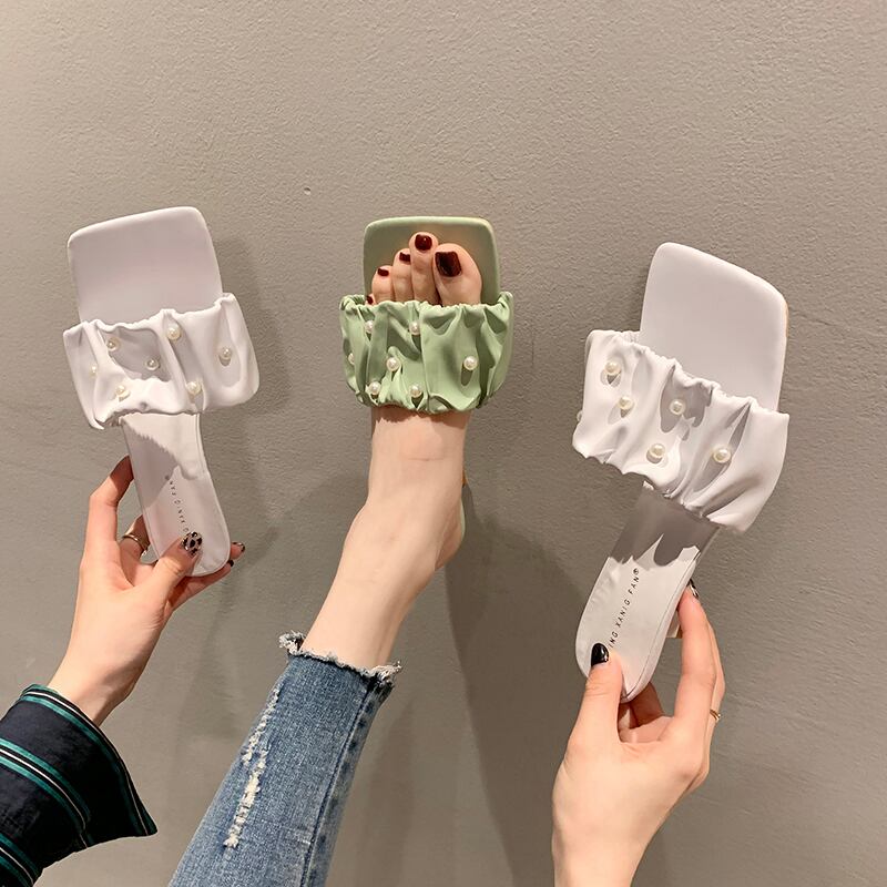 ミュールサマーレッドパールサンダル 靴 シューズ 夏物 真珠 部族の婦人靴26214798881