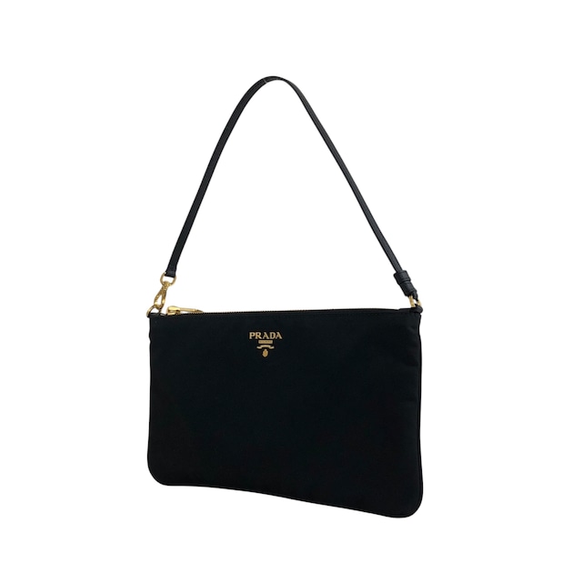 PRADA プラダ ショルダーバッグ ブラック ロゴ ナイロン アクセサリーポーチ vintage ヴィンテージ オールド w5h4j5