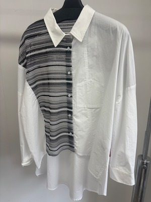 ラドアッシュ 透かしニット コンビ シャツブラウス 51-6940