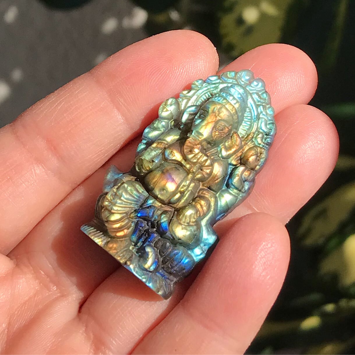 レインボーラブラドライト ラブラドライト ガネーシャ 貫通穴アリ