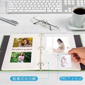 AIOR アルバム フォトアルバム 貼るタイプ フリー台紙 麻縄飾り バインダー式 写真アルバム 30枚/60ページ 手作りフォトブック 粘着式 写真収納 ファイル フィルム 家庭用 子供用 記念日 結婚式 誕生日 プレゼント グリーン