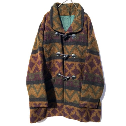 Vintage Ethnic Pattern Wool Toggle Coat [1980s] [Ethnic Pattern] Vintage Ethnic Pattern Wool Toggle Coat