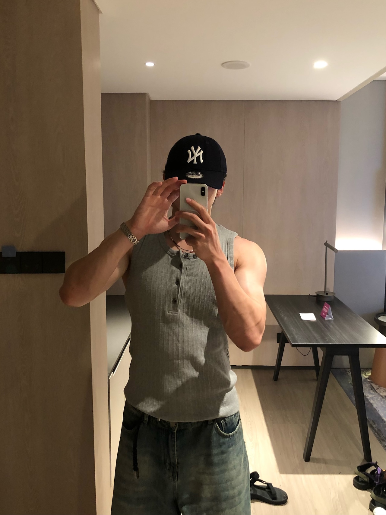 【Muscle Fit】Layered Ribbed Heley Neck Tank Top (3color) - 15