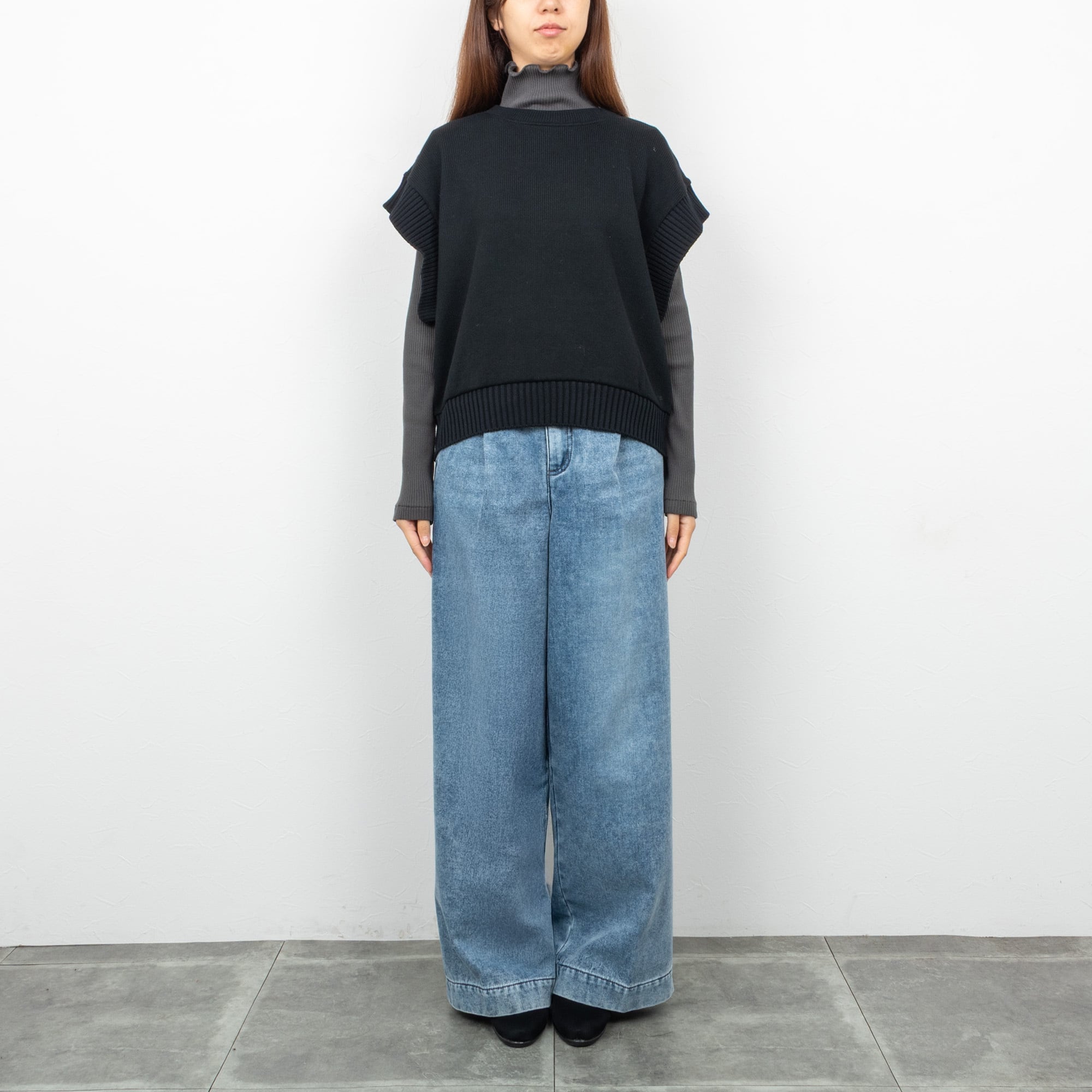 PASSIONE／パシオーネ】裏起毛ワイドデニムパンツ（ブルー） | La Himawari