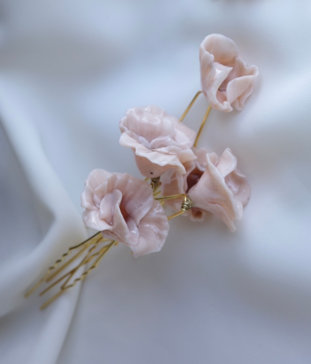 flua フルア 馬鹿らしく Rose かんざし 5点セット【結婚式ヘッドドレス】