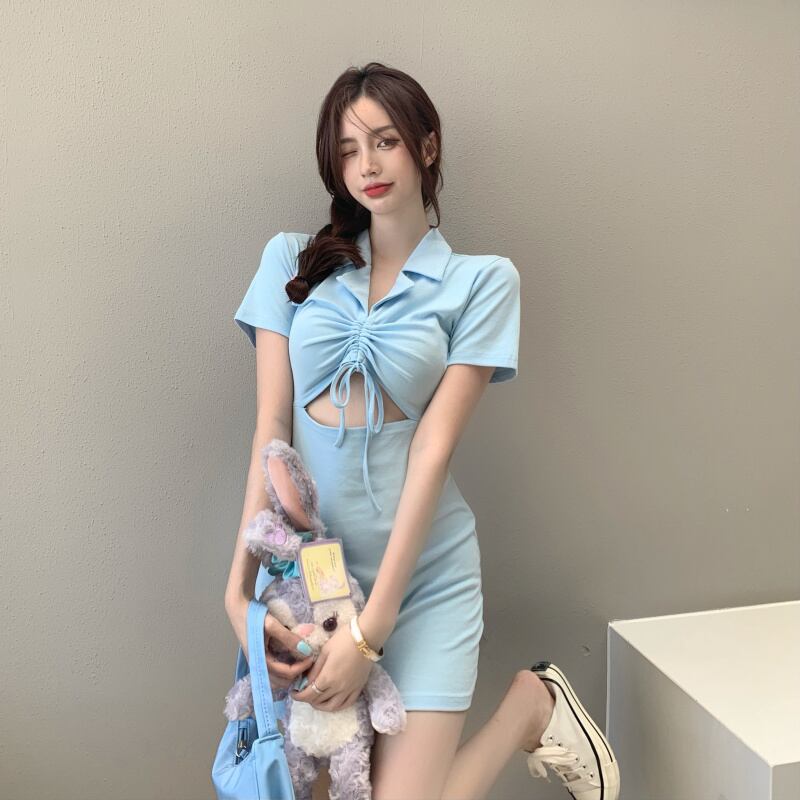 サマーウェストドレス スリム 大人ガーリー スウィート キュート カジュアル 夏物 ドラファッションホール81353113490