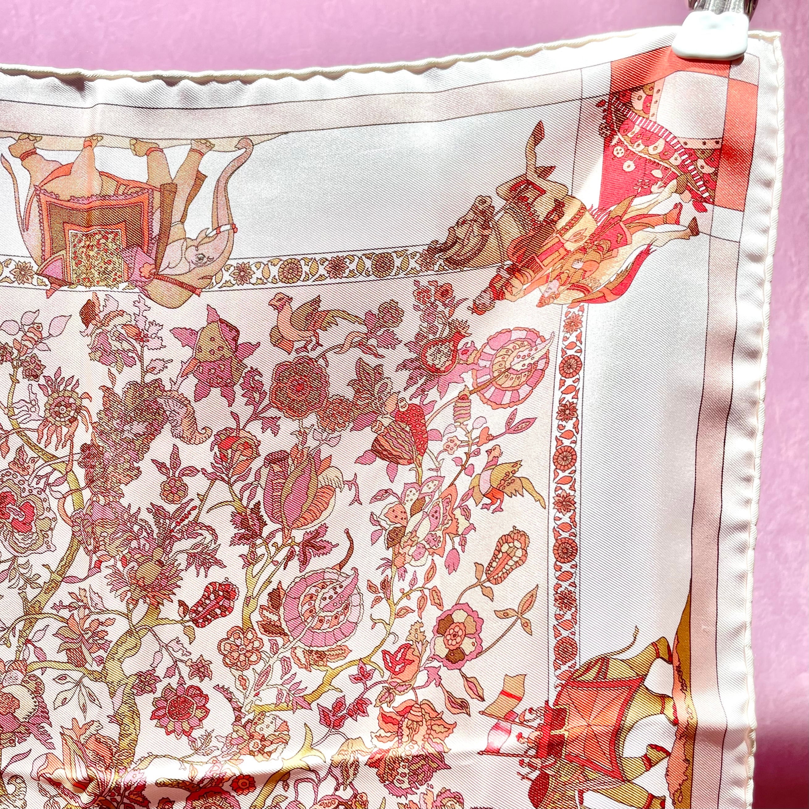 HERMES ミニスカーフ プチカレ FANTAISIES INDIENNES ベビーピンク