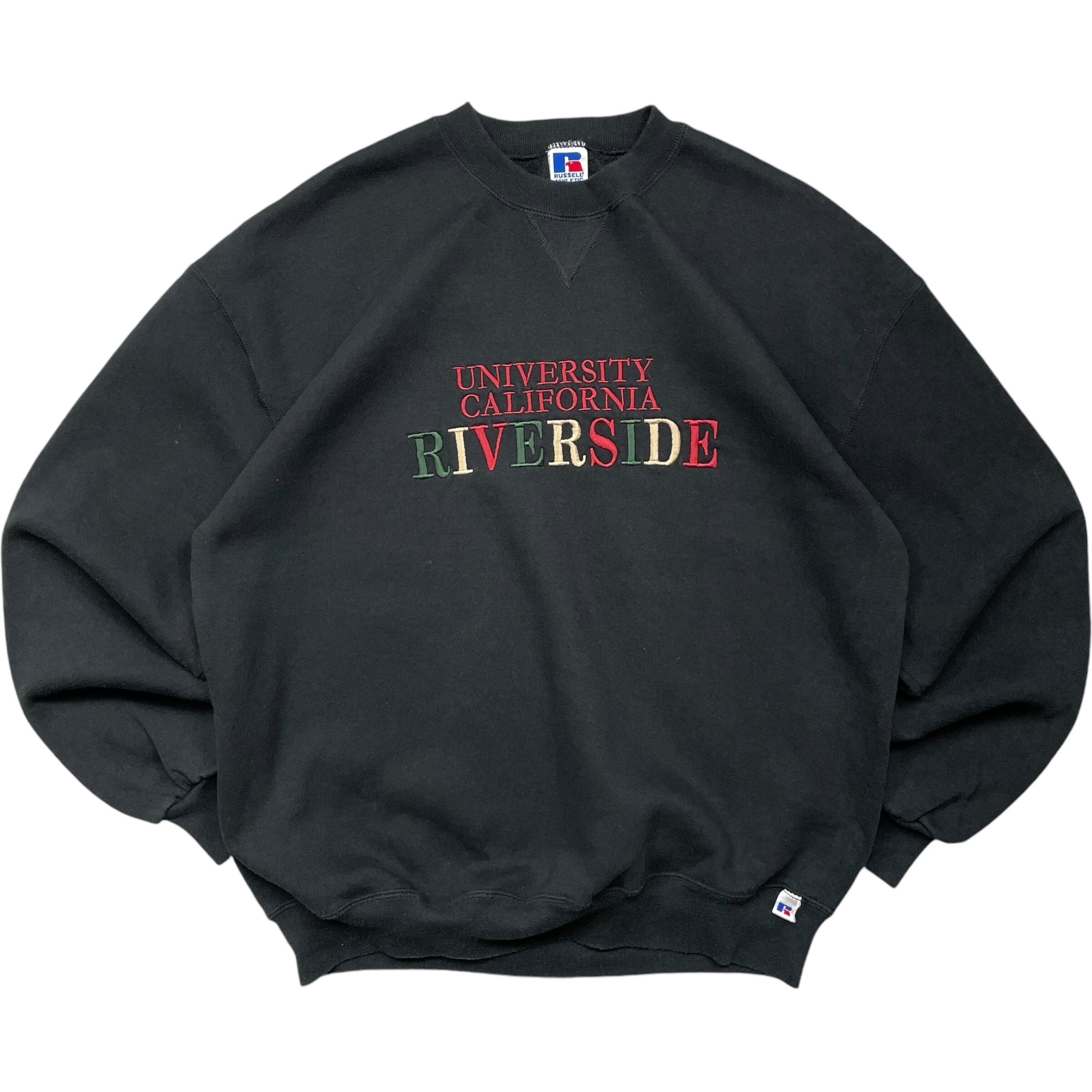 《XL》russell athletic ラッセルアスレチック UNIVERSITY CALIFORNIA RIVERSIDE カリフォルニア大学リバーサイド校 刺繍 スウェット ブラック USA製 90年代 vintage no.5007