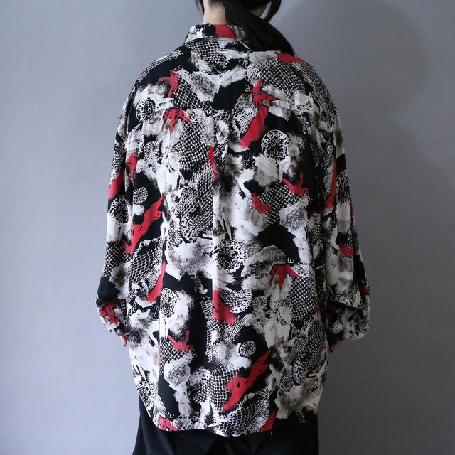 dark coloring art full pattern over silhouette shirt