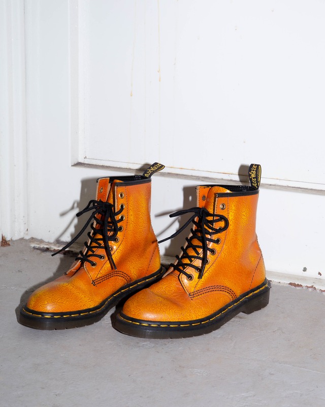 1990s Dr. Martens - floral embossed 8-eye boots