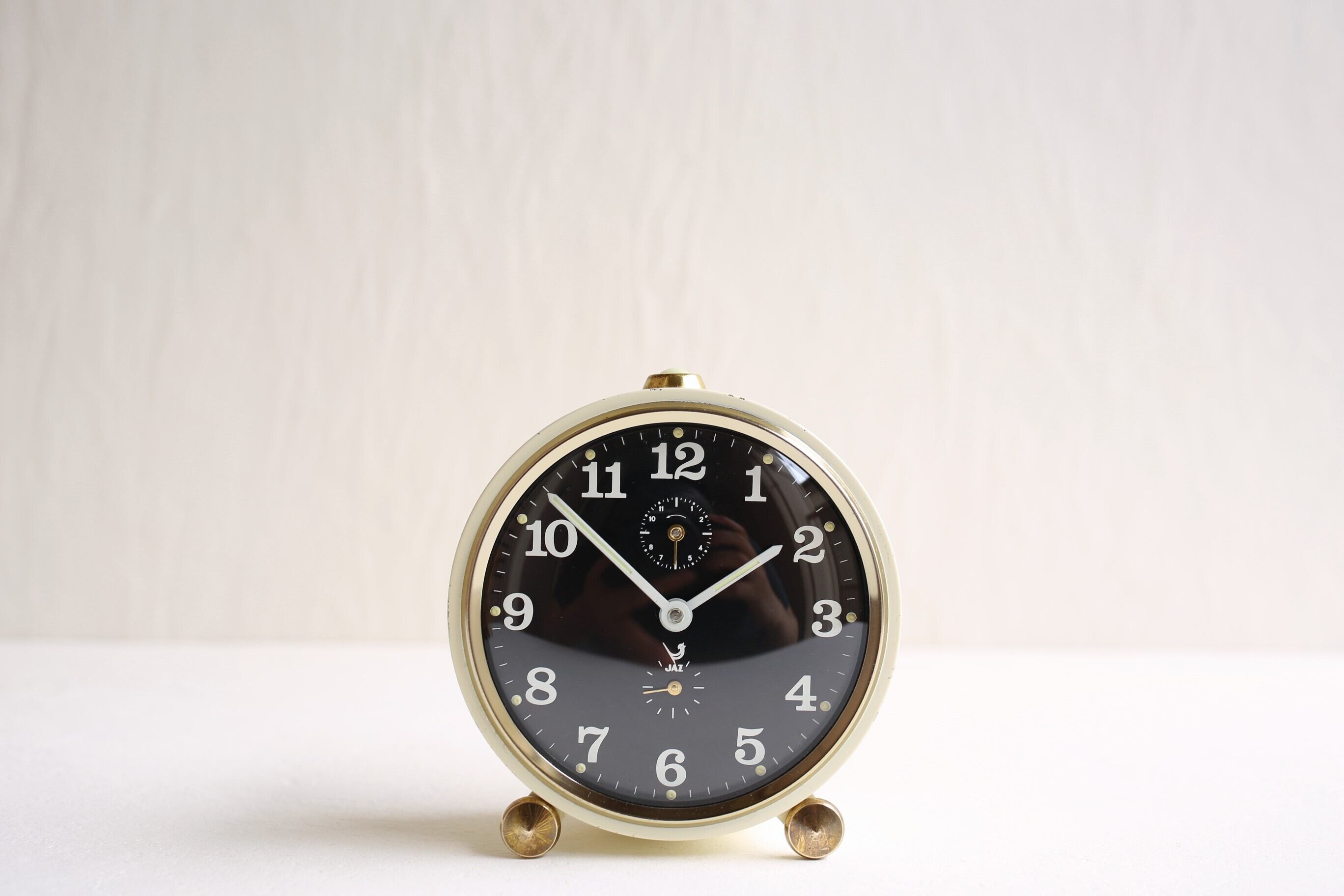 フランス アンティーク ヴィンテージ JAZ 目覚まし時計 『MASSIC』アイボリー×ブラック N-03392