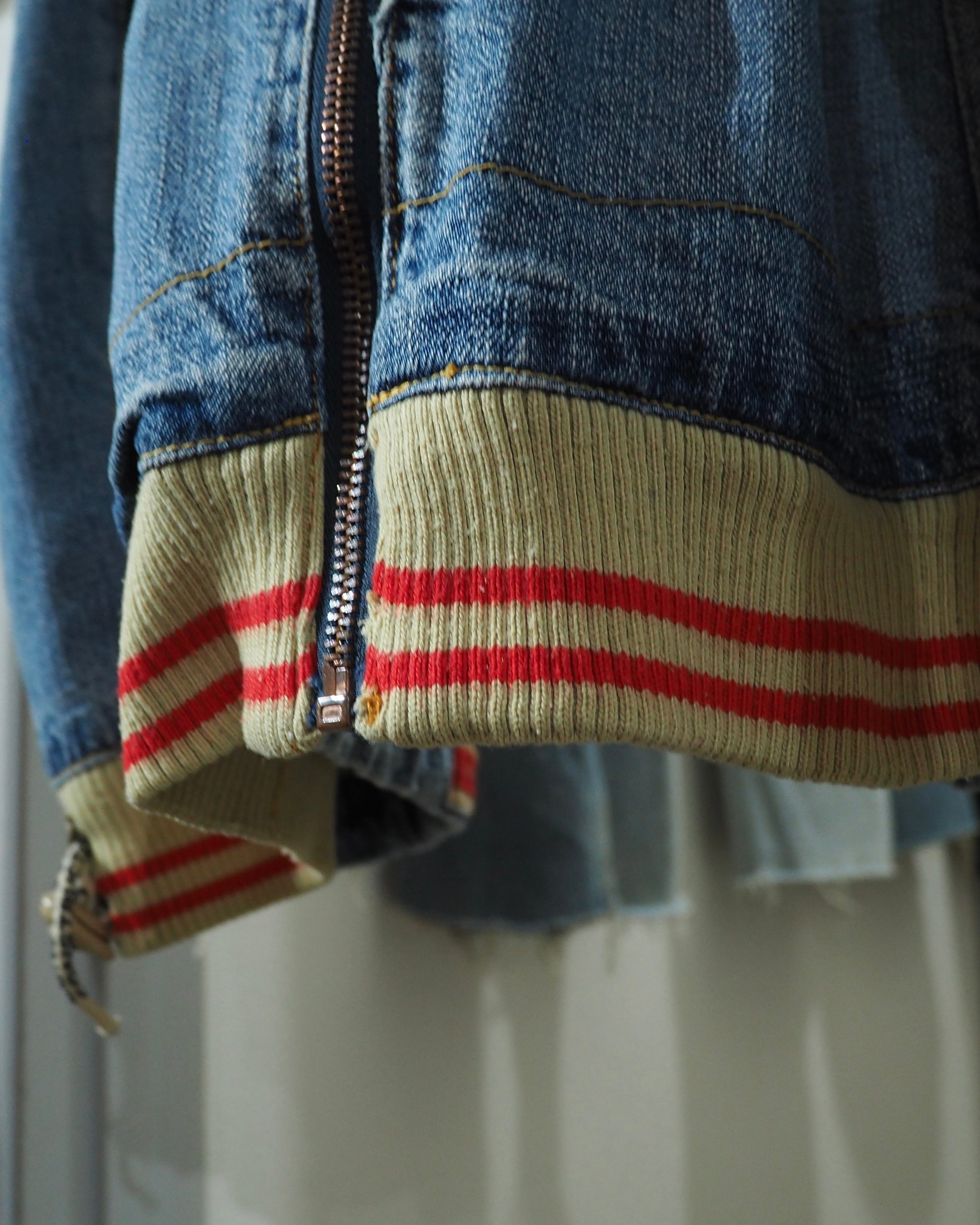 1990s ” Special - PEPE JEANS ” Crossed Lines × Logo Embroidery Vintage Loose Hoodie Denim Jacket