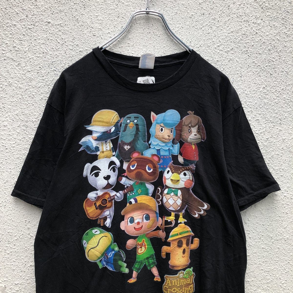 Animal Crossing どうぶつの森　Tシャツ PORT&COMPANY 半袖 プリント Tシャツ M ブラック Animal Crossing
