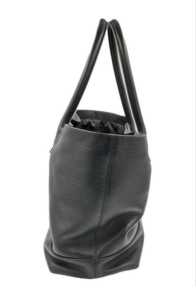 クロムハーツ 黒 レザートートバッグ CHROME HEARTS（クロムハーツ） CHROME HEARTS BLACK LINED TOTE BAG W