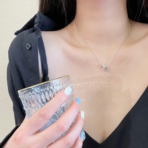 ダブルリング キラキラ チェーン インター ロッキング ネックレス