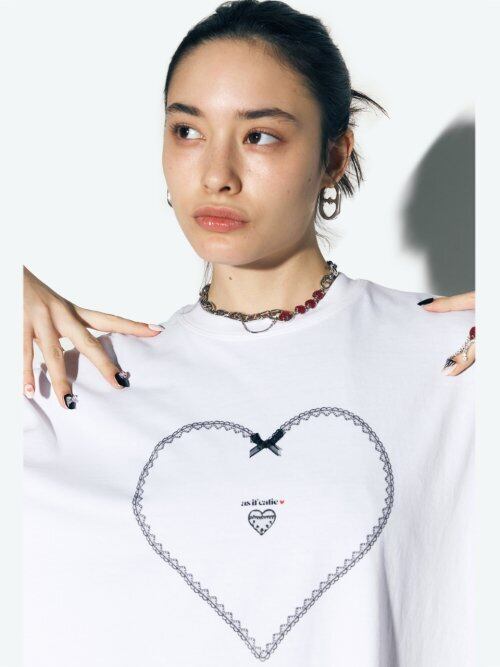 ☆ASIF CALIE ☆LACE HEART OVERSIZED T-SHIRT ☆ IZ*ONE チェイェナ 着用!!【ASIF CALIE】LACE HEART