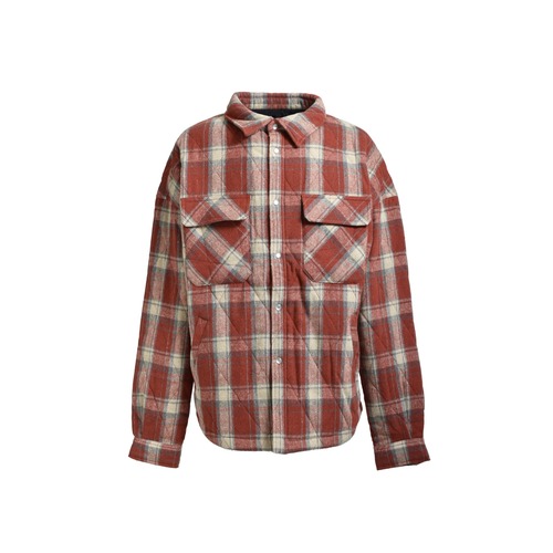 BREATH / quilting check shirt orange