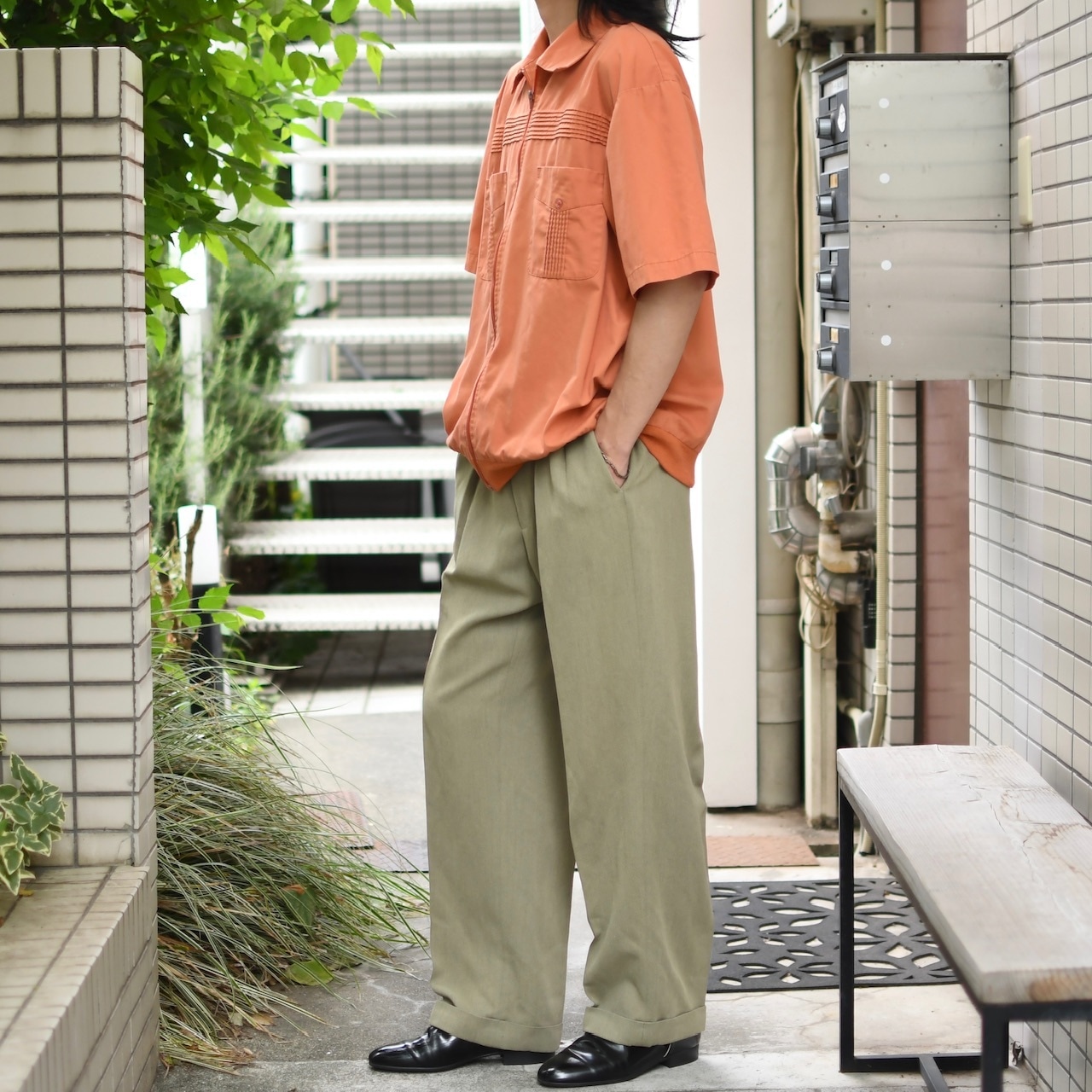 rayon blend 2tuck slacks khaki