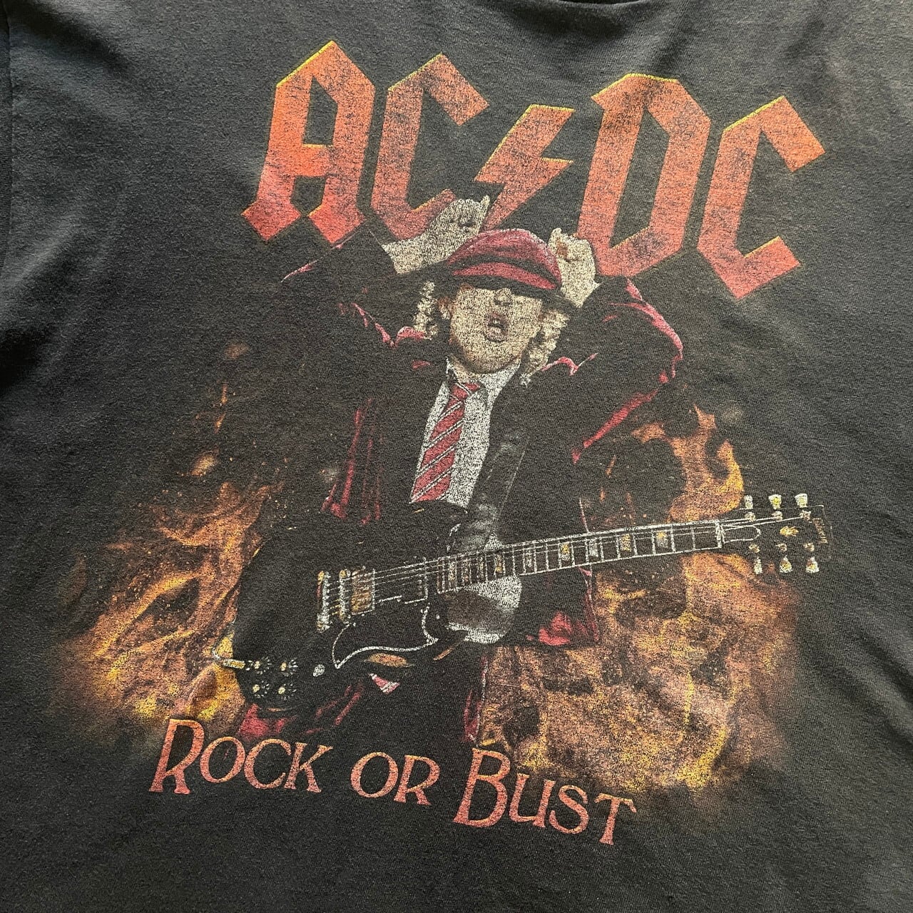 ACDC エーシーディーシー ロックバンド 両面プリント 半袖Tシャツ ブラック