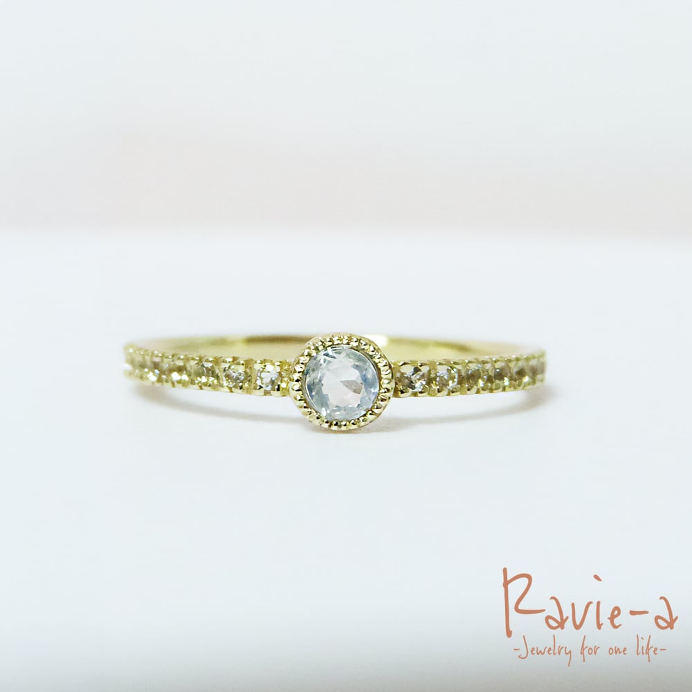 ブルームーンストーン 指輪 ホワイトトパーズ ハーフエタニティリング