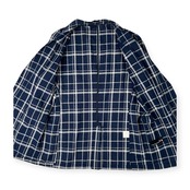 VAN JAC ヴァンヂャケット チェック柄 コットン&リネン テーラードジャケット サイズ L /ネイビー