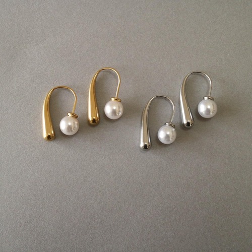 stainless pearl drop hook pierce P049