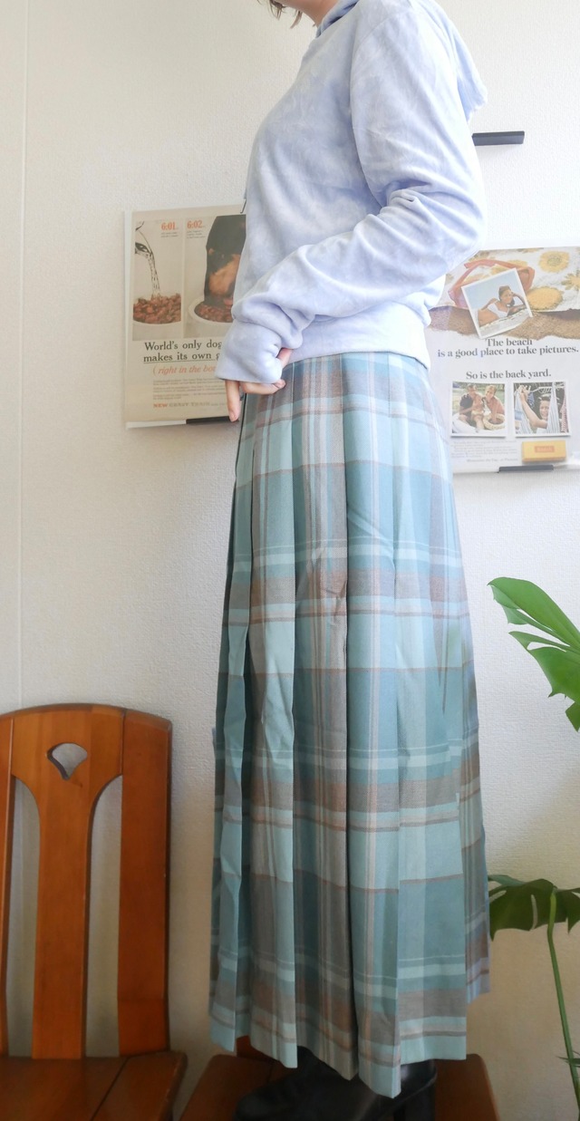 US PENDLETON pail blue check skirt