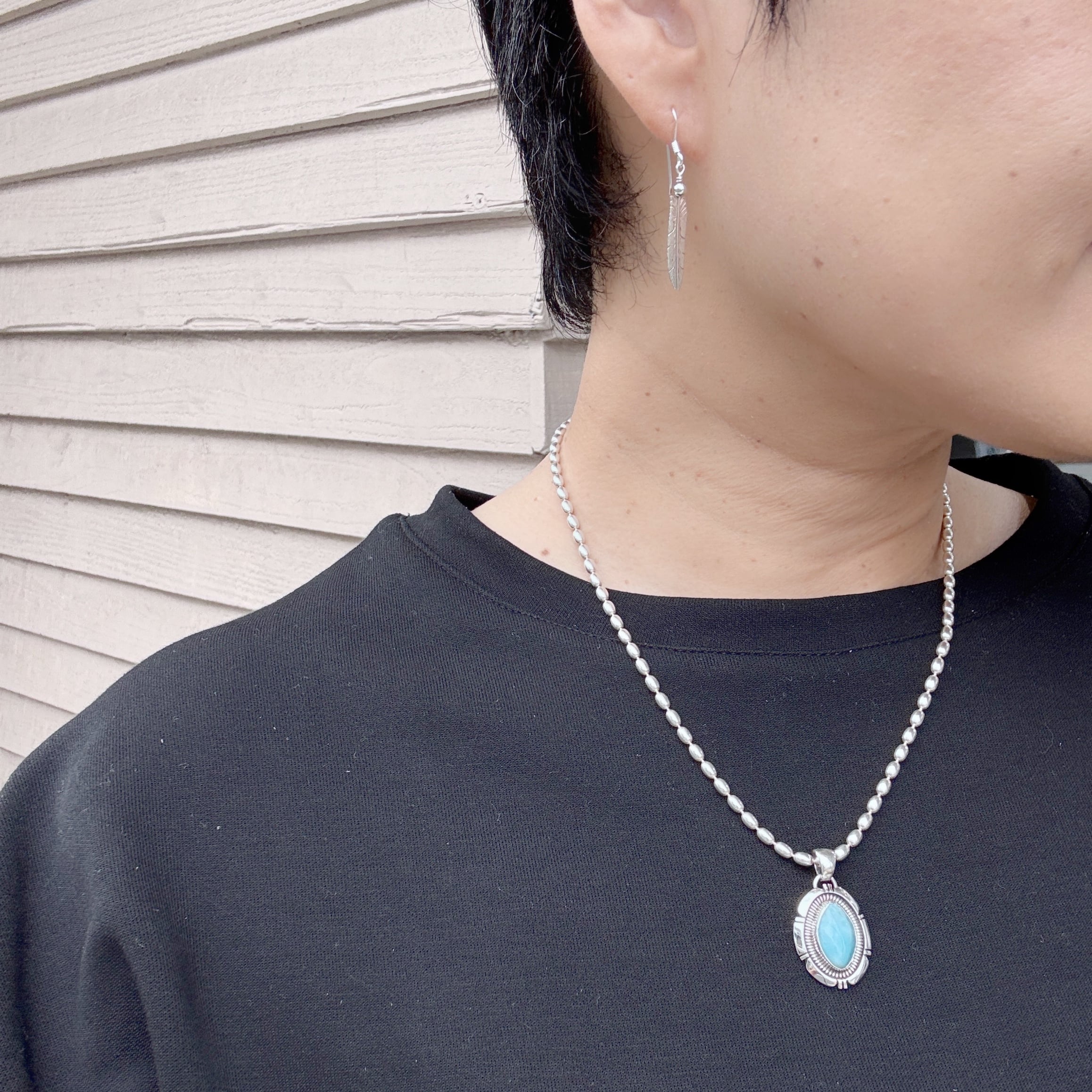 Indian Jewelry 》一点物 ラリマー マーキス ペンダント (チェーン