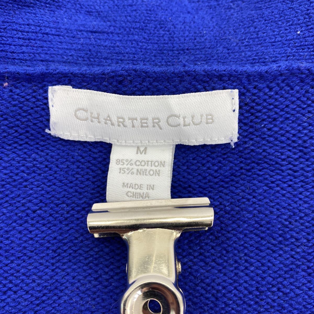 CHARTER CLUB ニットセーター レディース M ブルー チャータークラブ Vネック 無地 シンプル 古着卸 アメリカ仕入 t2201-4724