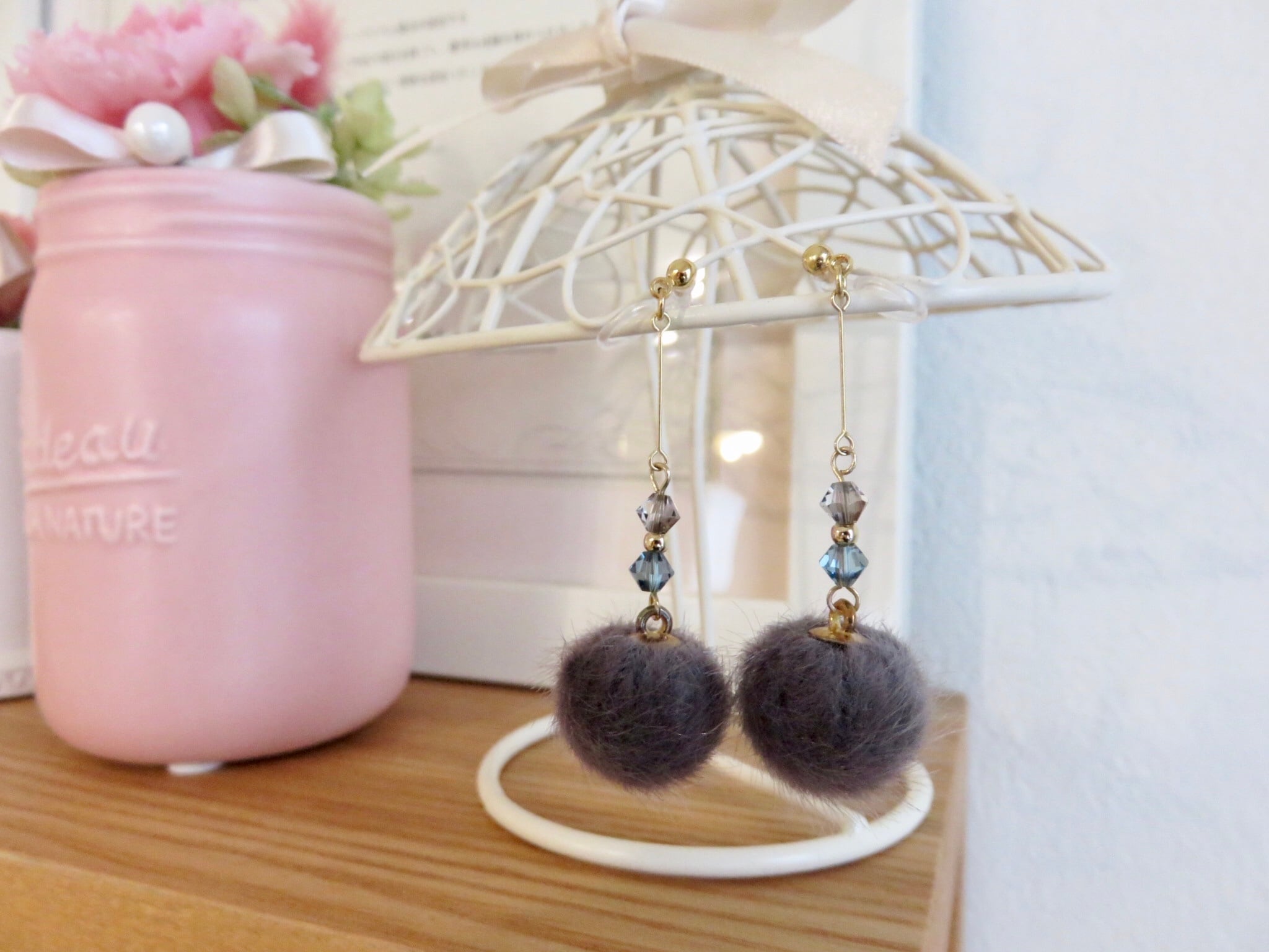 秋冬カラー フェイクファー イヤリング | RIMOKA