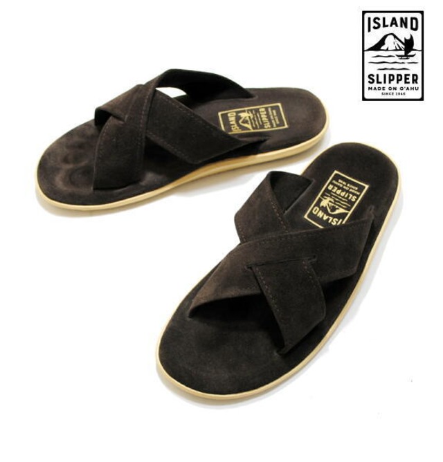 アイランドスリッパ メンズ サンダル クロスストラップ スウェード レザー ISLAND SLIPPER PT223 ESPRESSO SUEDE