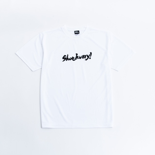 SHOEHURRY! LOGO DRY T-SHIRT (WHITE/BLACK) | ドライTシャツ(ホワイト/ブラック)