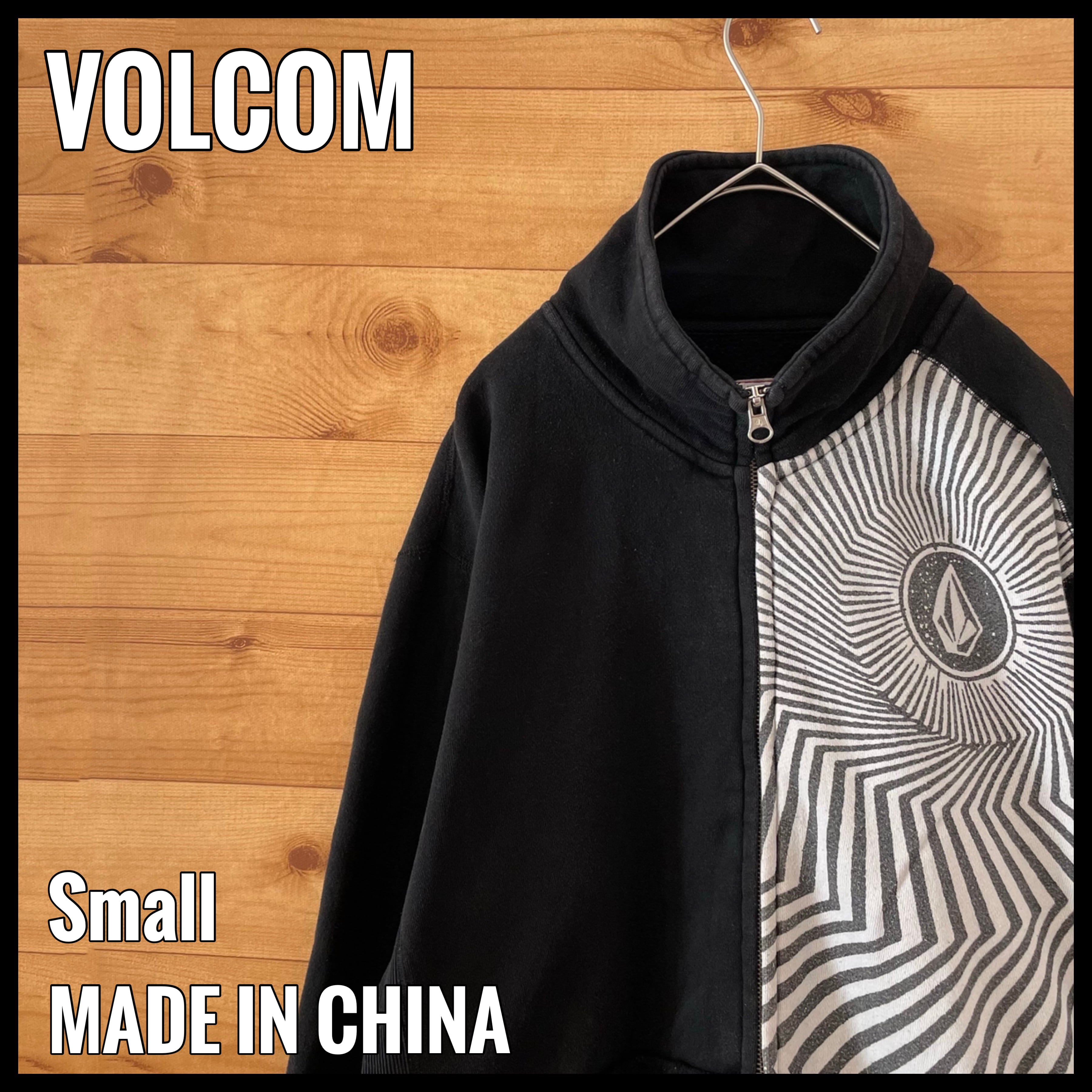 VOLCOM】ジップアップパーカー 切替 ロゴ ボルコム S 黒 スケボー ボード ストリート US古着 USA輸入 古着屋手ぶらがbest