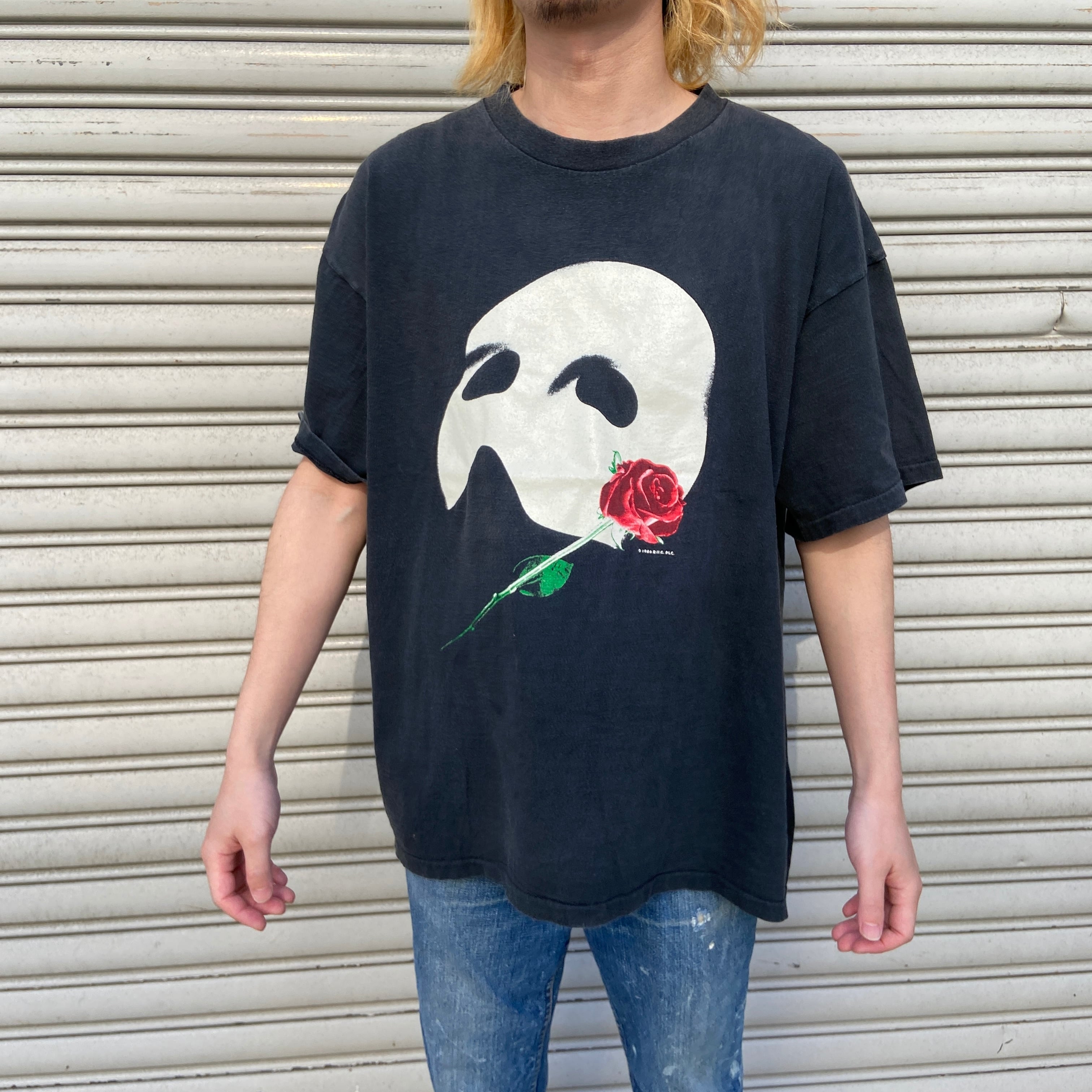 オペラ座の怪人 Tシャツ 80s USA製 黒 ミュージカル コピーライト入り 