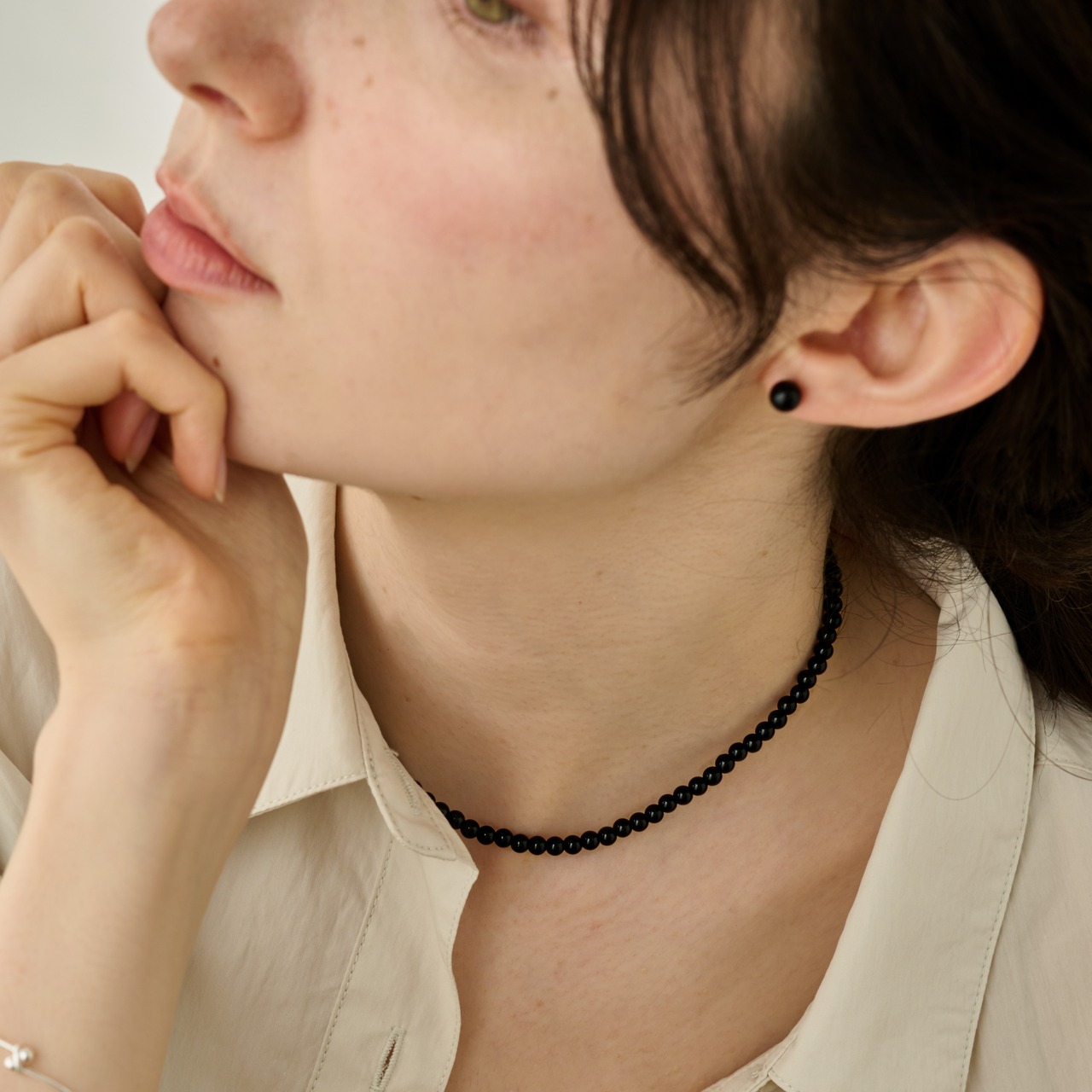 silver925 onyx pierce p420