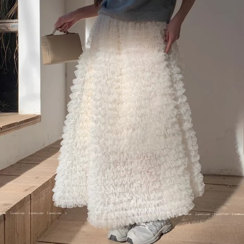 チュールフリルマキシティアードスカート ・74204