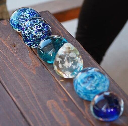 沖縄の思い出ペーパーウェイト（空と雲） 【琉球ガラス工房 雫