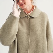 【2color】「冬のひかりを抱いて」ピーターパンカラーロングコート《P0322》